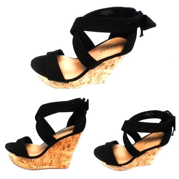 NEW!Black Wedges Heel W/Bow! - Picture 7 of 11